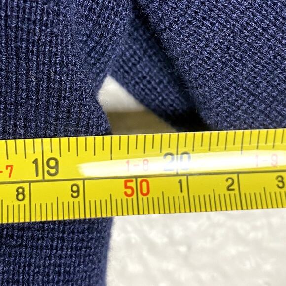 Lauren Ralph Lauren Navy Equestrian Horsebit Cardigan Faux Leather Trim Sz XL - Picture 9 of 10